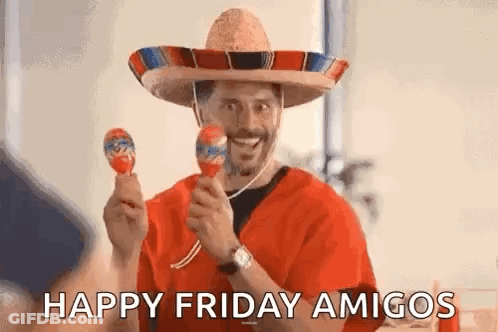 Man In Sombrero Holding Maracas GIF