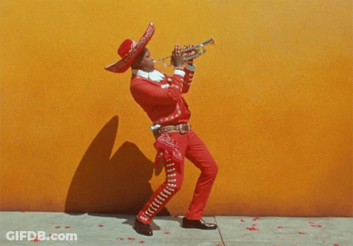 Man In Sombrero Playing Trumpet GIF