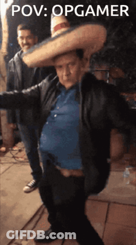Man In Sombrero Saying POV Opgamer GIF