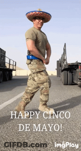 Man In Sombrero Walking Happy Cinco De Mayo GIF