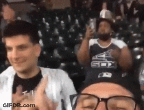 Man In Sox Jersey Sitting In Stadium GIF
