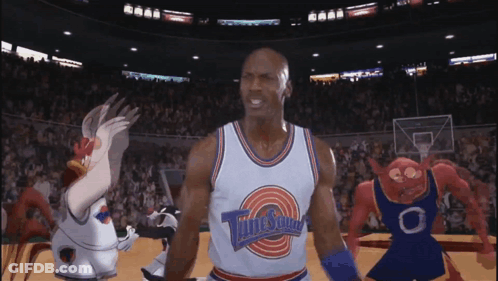 Man In Space Jam Jersey On Court GIF