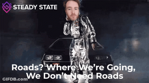 Man In Space Suit Standing Before Car Saying Steady State GIF