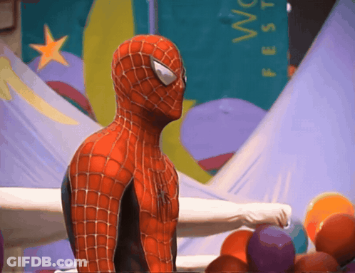 Man In Spider-Man Costume At Festival GIF