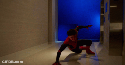 Man In Spider-Man Costume Crawling GIF