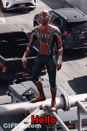 Man In Spider-Man Costume Standing On Pipe GIF