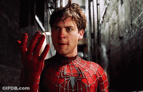 Man In Spiderman Costume Hand Up GIF