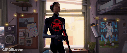 Man In Spiderman Costume In Bedroom GIF