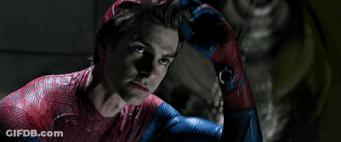 Man In Spiderman Costume Looking GIF