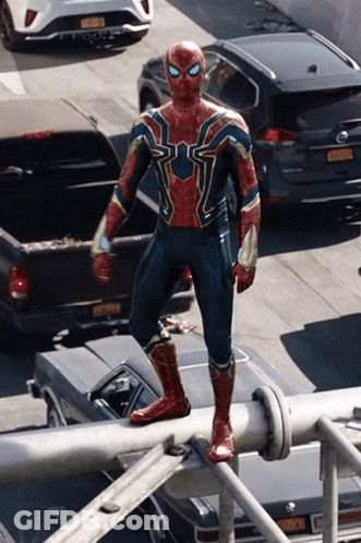 Man In Spiderman Costume On Pole GIF