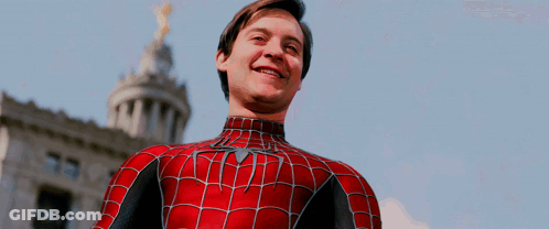 Man In Spiderman Costume Smiling GIF