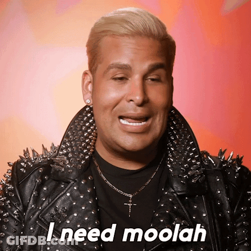 Man In Spiked Leather Jacket Says I Need Moolah GIF