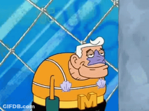 Man In Spongebob Squarepants Costume Standing Next To Wall GIF