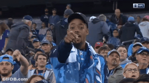Man In Stadium Pointing At Camera With NFL Logo GIF