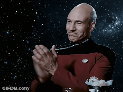 Man In Star Trek Uniform Clapping GIF