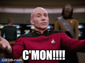 Man In Star Trek Uniform Making Funny Face Says C'mon GIF