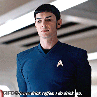 Man In Star Trek Uniform Saying I Do Not Drink Coffee I Do Drink Tea GIF