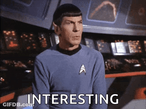 Man In Star Trek Uniform Saying Interesting GIF