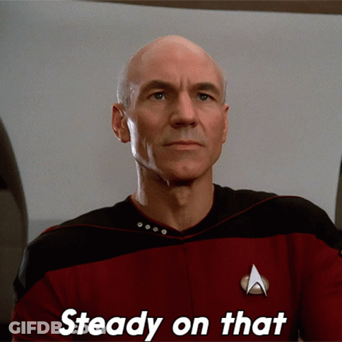 Man In Star Trek Uniform Saying Steady On That GIF