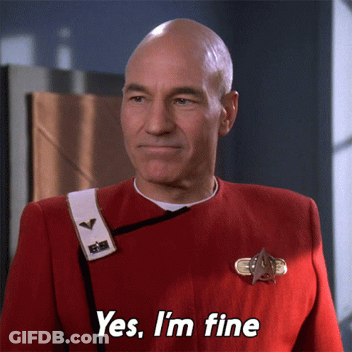 Man In Star Trek Uniform Says Yes I'm Fine GIF