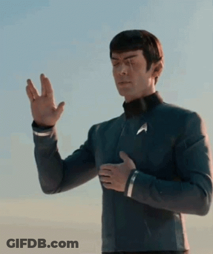 Man In Star Trek Uniform Standing In Blue Sky GIF