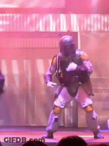 Man In Star Wars Costume Dancing On Stage GIF