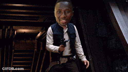 Man In Star Wars Costume Holding Gun GIF