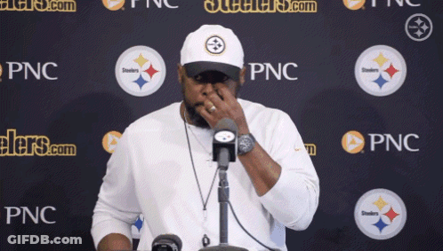 Man In Steelers Hat Covering Face GIF