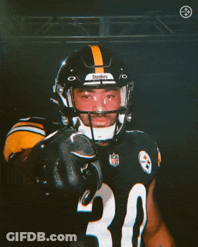 Man In Steelers Helmet Pointing At Camera GIF