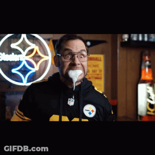 Man In Steelers Jersey Making Funny Face GIF