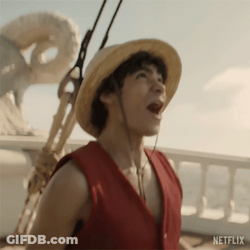 Man In Straw Hat And Red Vest On Boat Mouth Open GIF