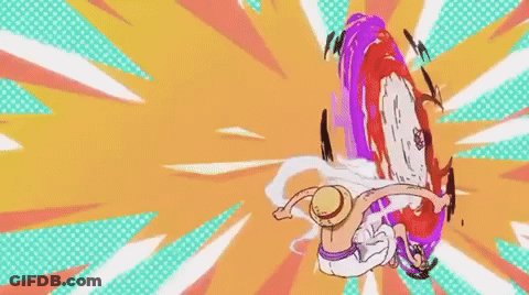 Man In Straw Hat Fighting Purple Object GIF