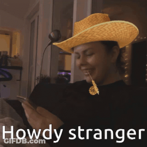 Man In Straw Hat Saying Howdy Stranger GIF