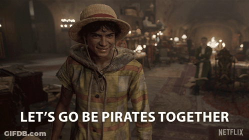 Man In Straw Hat Saying Lets Go Be Pirates GIF