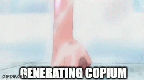 Man In Straw Hat Squatting Generating Copium GIF