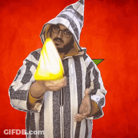 Man In Striped Jacket Holding Yellow Object GIF