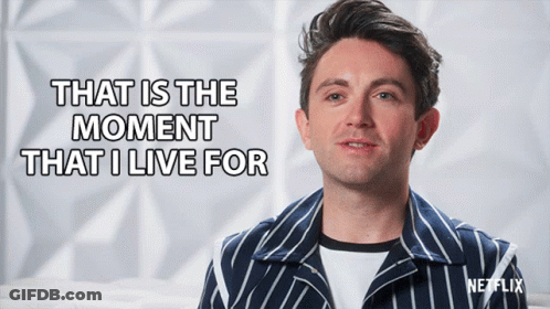 Man In Striped Jacket Says That Is The Moment That I Live For GIF