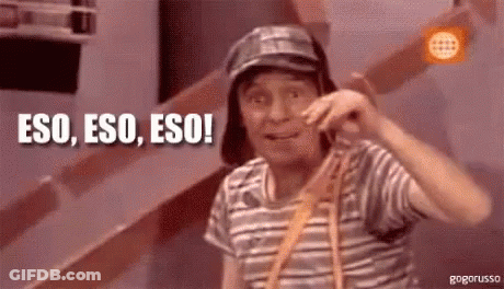 Man In Striped Shirt And Hat Saying Eso Eso Eso GIF