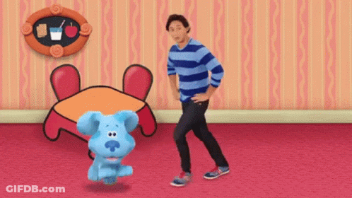 Man In Striped Shirt And Paw Print GIF