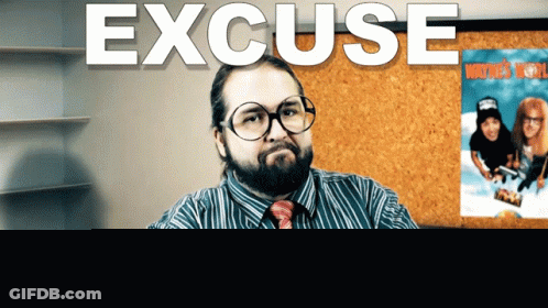 Man In Striped Shirt And Tie Says Excuse Valid GIF