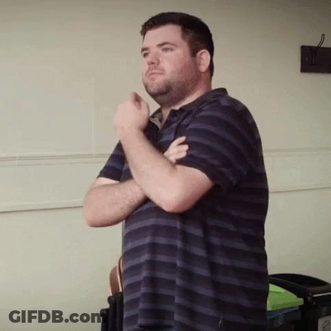 Man In Striped Shirt Arms Crossed GIF