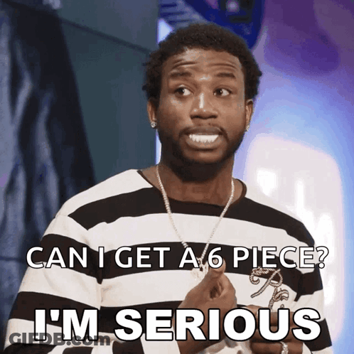 Man In Striped Shirt Asking For Six GIF