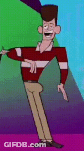 Man In Striped Shirt Dancing Laughing GIF