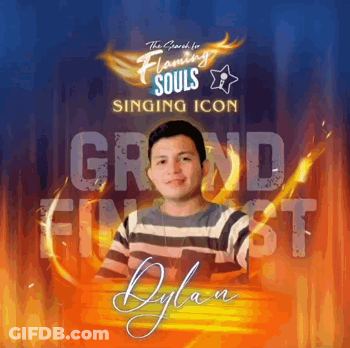 Man In Striped Shirt Flaming Souls Singing Icon GIF