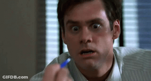 Man In Striped Shirt Holding Blue Pen GIF