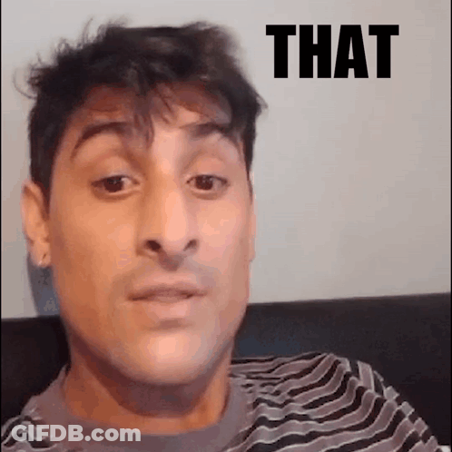 Man In Striped Shirt Making Funny Face GIF