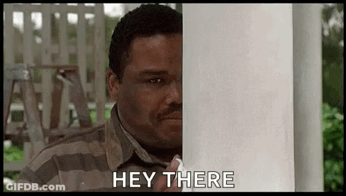 Man In Striped Shirt Peeking Saying Hey GIF