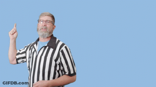Man In Striped Shirt Pointing Up Saying You're Out GIF