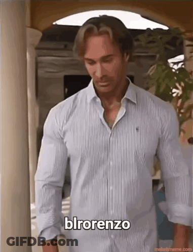 Man In Striped Shirt Saying Blerenzo By Pillar GIF