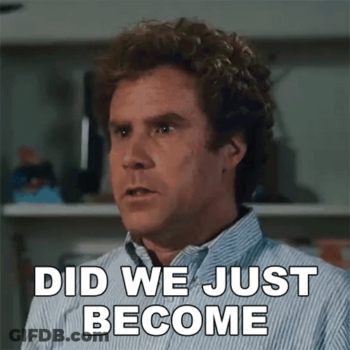 Man In Striped Shirt Saying Did We Just Become GIF